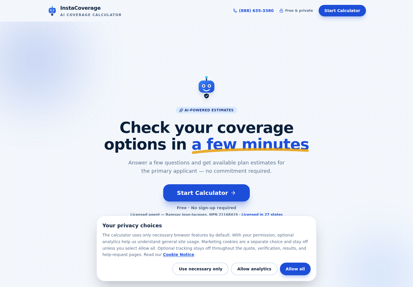 InstaCoverageQuote website preview